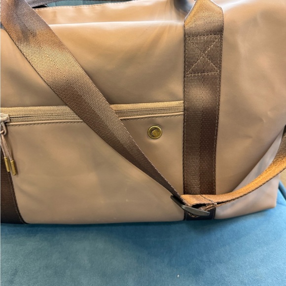 Zyia Active Taupe Weekend Duffel Bag – Large Travel Tote, Vegan Suede Feel - Picture 2 of 5